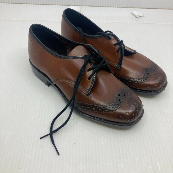 Vtg 1960s new deadstock oxford wingtip child baby shoes sz 11 - Picture 1 of 7